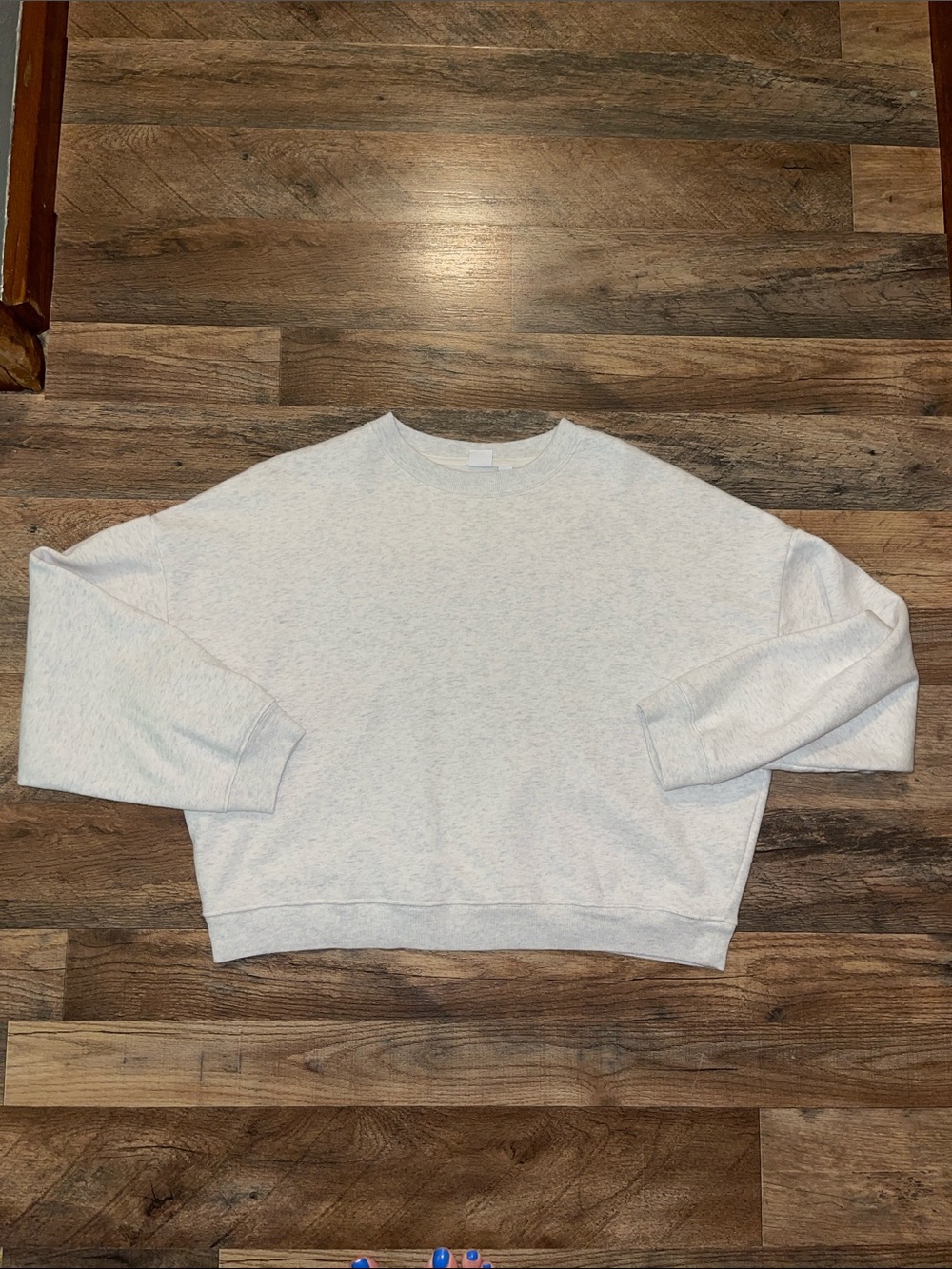Gap Cropped Crewneck Sweater - Light Heather Gray size M